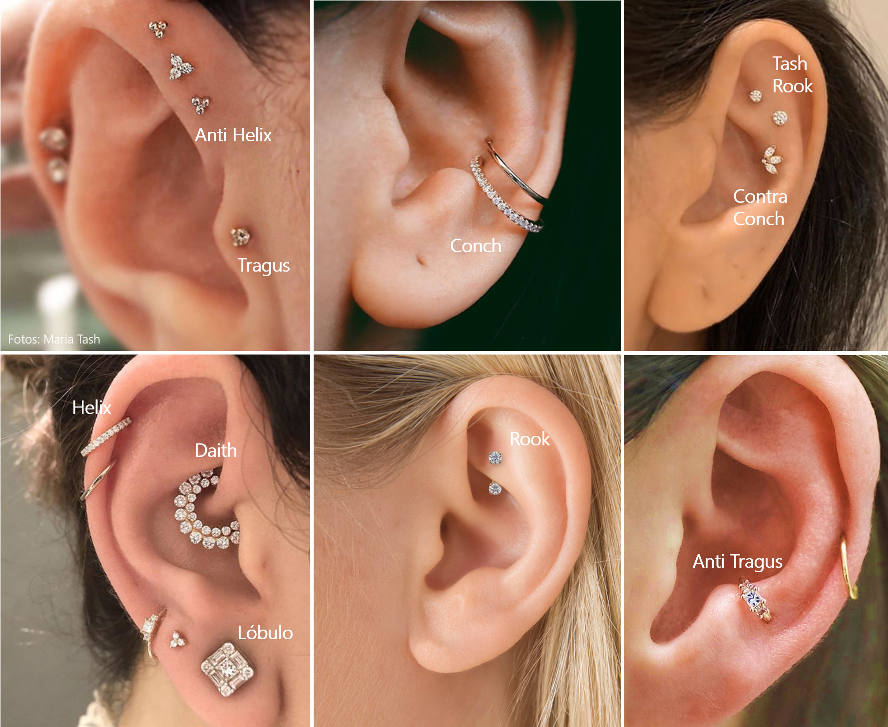 Tipos de piercing na orelha - Quais são e onde usá-los